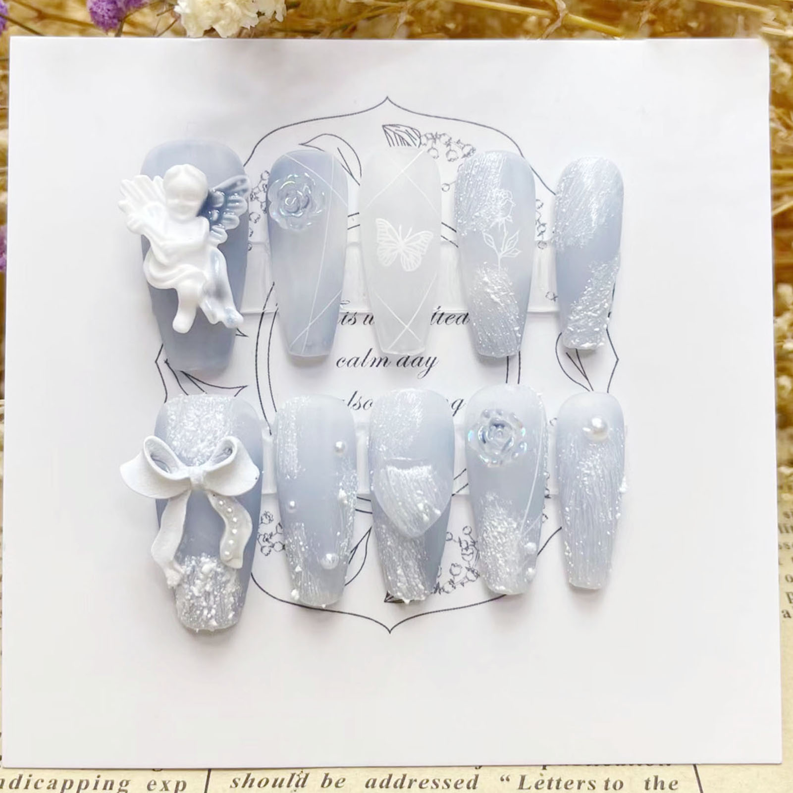 3D Plaster Angel False Nails G - Resin Art Flower recension och pris