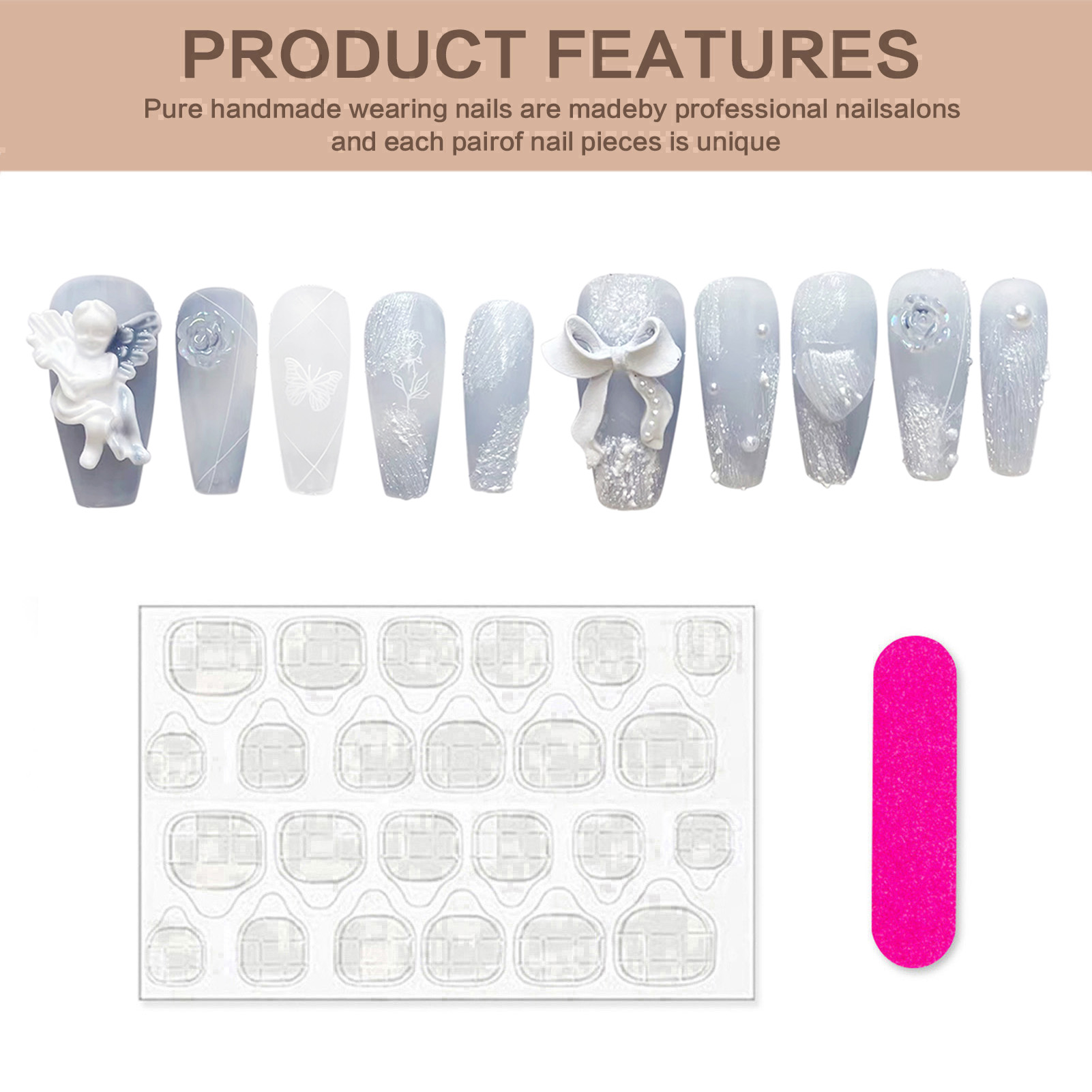 3D Plaster Angel False Nails G - Resin Art Flower recension och pris