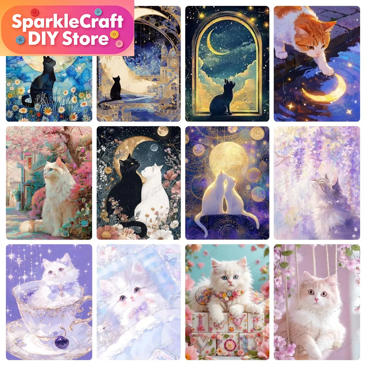 Animal Cat Moon Diamond Painti - Resin Art For Beginners recension och pris